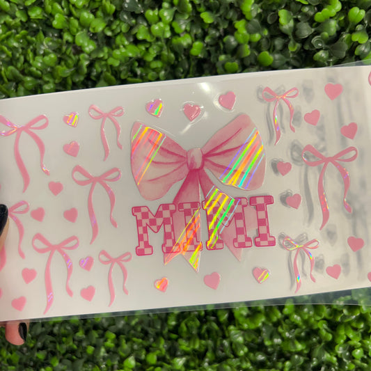 B4 Mimi Pink Bows Holographic UVDTF WRAPS