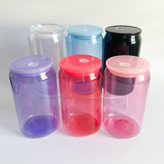 Set 16 Ounce Acrylic Plastic Cups with Lids and Plastic Straw Blanks