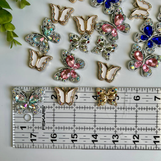 Rhinestone Butterfly Flat Back Charms Mixed