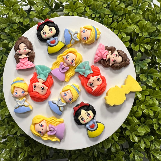 Princesses Flat Back Charms Mixed 6 pcs