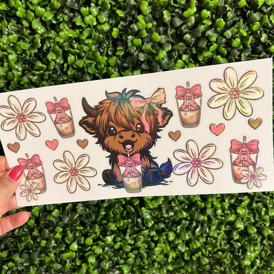 M6 Coffee Cow Hearts Holographic UVDTF WRAPS