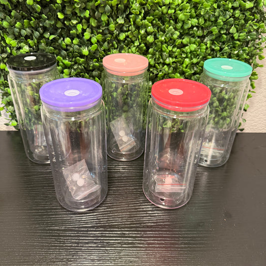 20 oz Acrylic Snow Globes with Lids and Plastic Straw Cup Blanks PRE-DRILLED