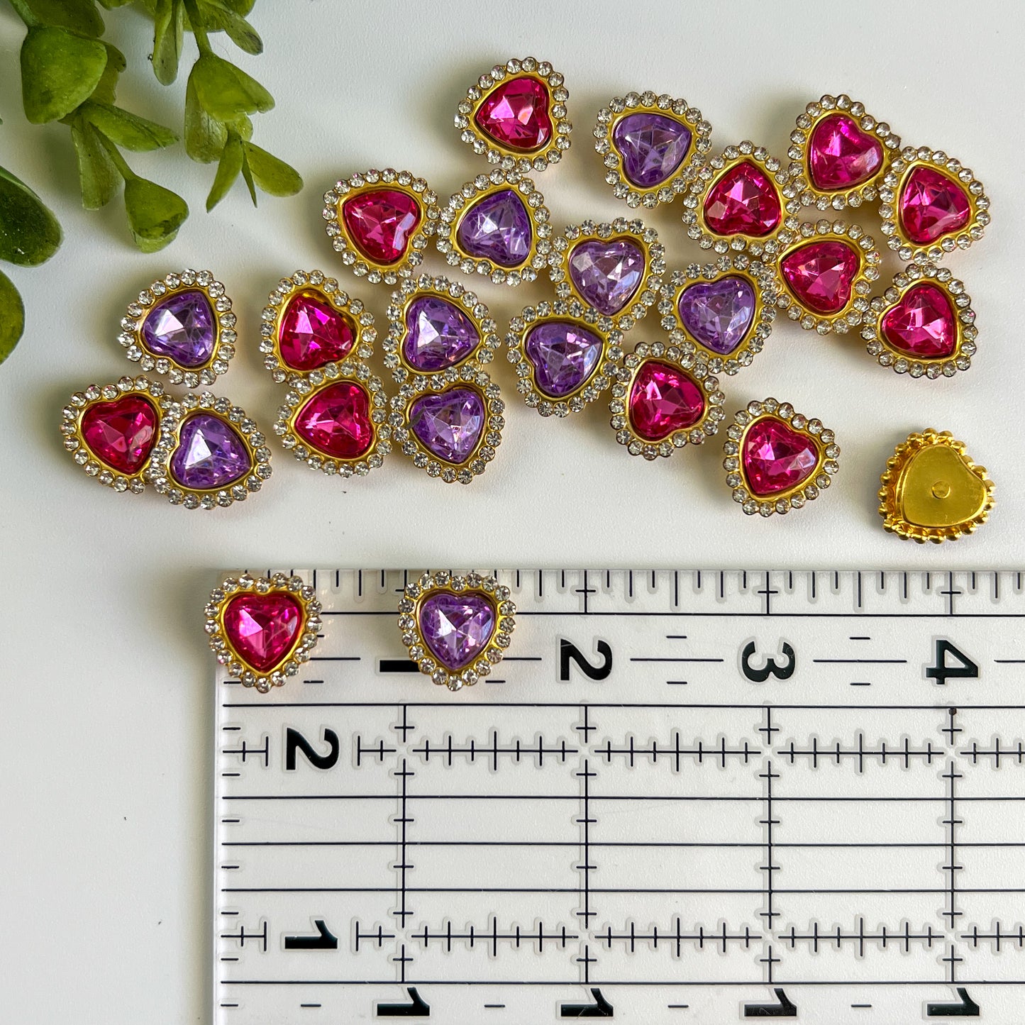 Rhinestone Hearts Flat Back Charms Mixed 8 pcs