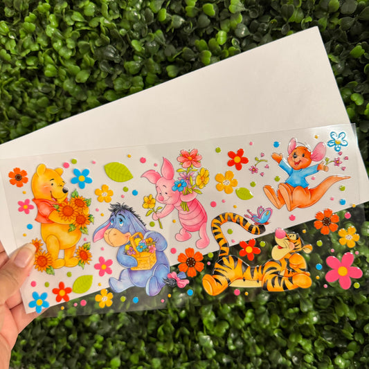 R11 Bear Friends and Floral Single Sided UVDTF WRAPS