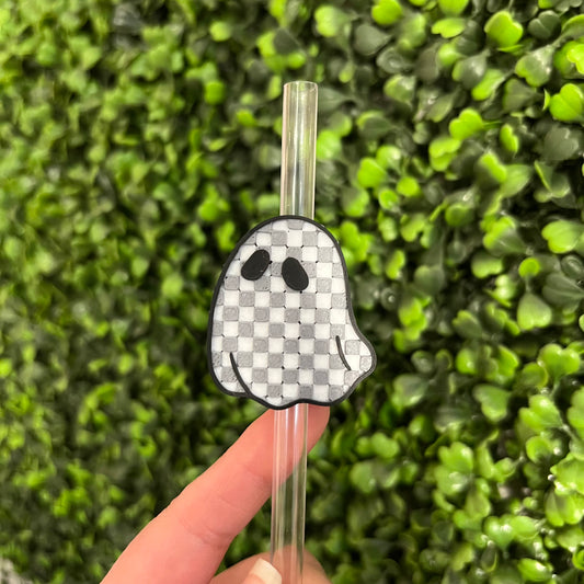 Checkered Ghost Straw Topper