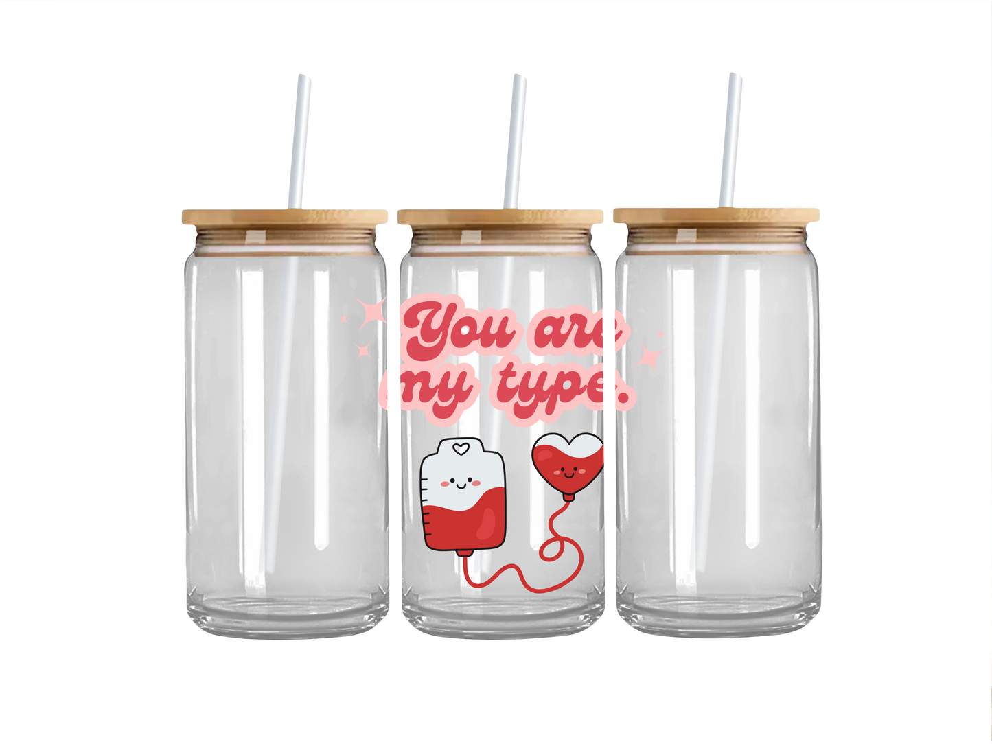 Cups with Design 16 Ounce Glass Cups with Lid and Hard Plastic Straw