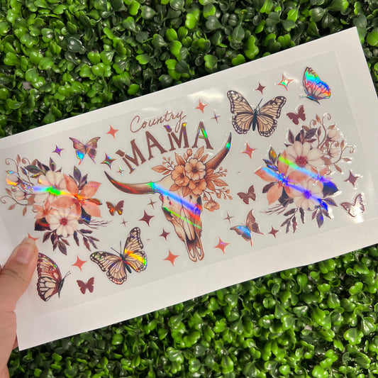 A9 Country Mama Floral Butterflies Holographic UVDTF WRAPS