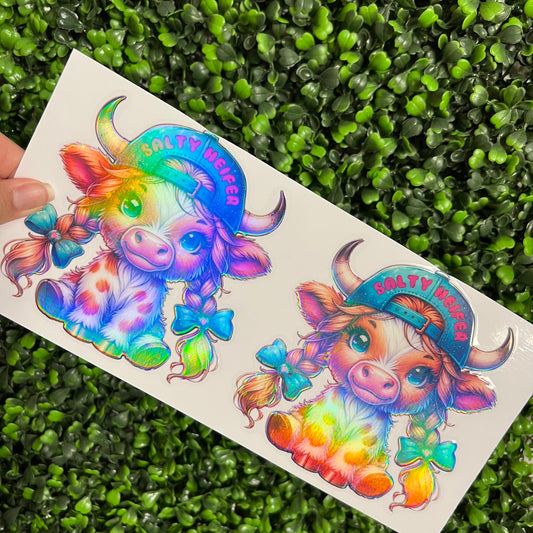 M2 Highland Cows Salty Heifer Holographic UVDTF WRAPS