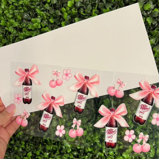 N1 Diet Dr. P Soda and Pink Bows Single Sided UVDTF WRAPS