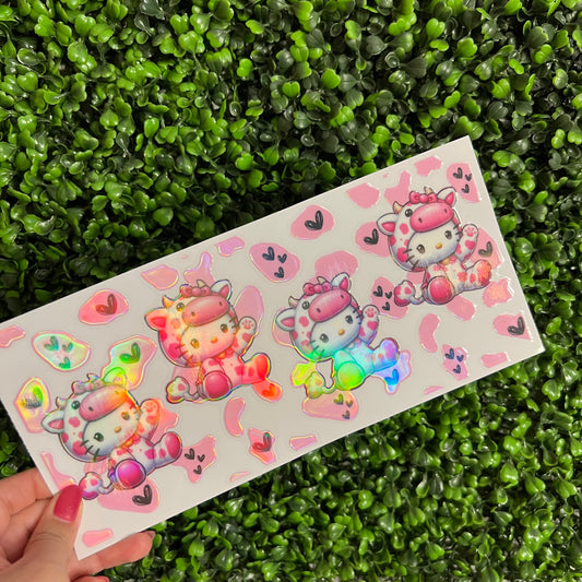 Q9 Cat Cow Pink Spots Holographic UVDTF WRAPS