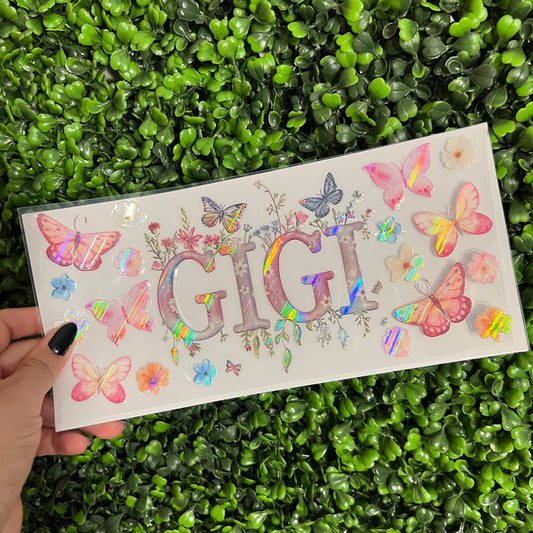 B6 Gigi Butterflies and Floral Holographic UVDTF WRAPS