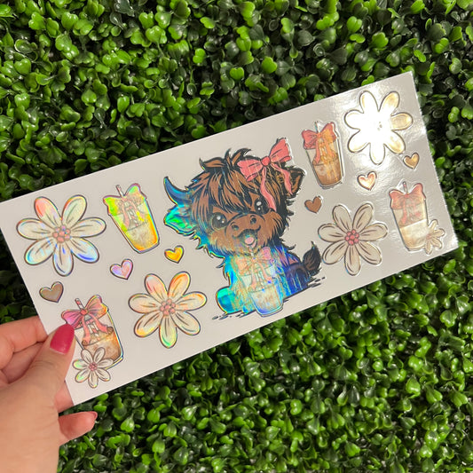 M6 Coffee Cow Hearts Holographic UVDTF WRAPS