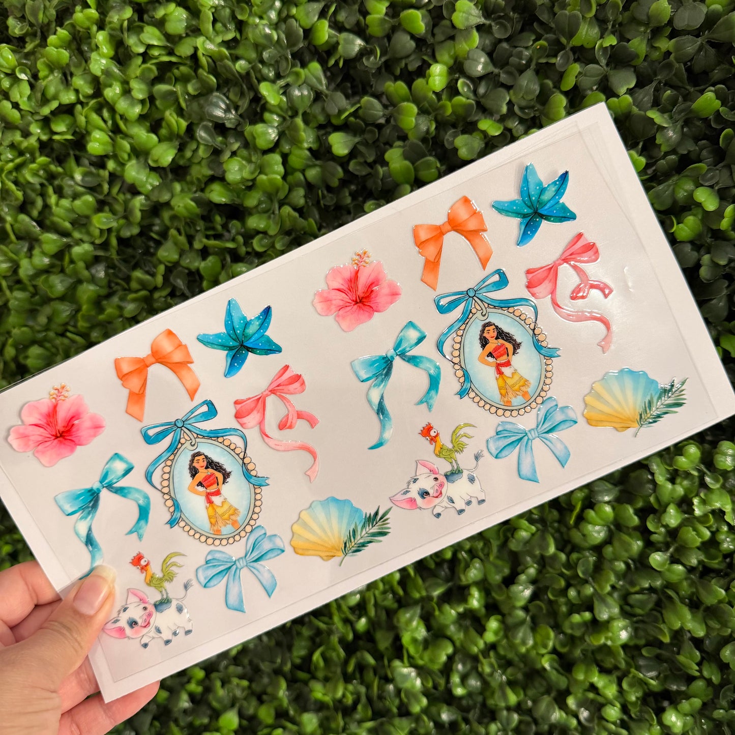 S26 Hawaiian Island Girl and Bows Single Sided UVDTF WRAPS