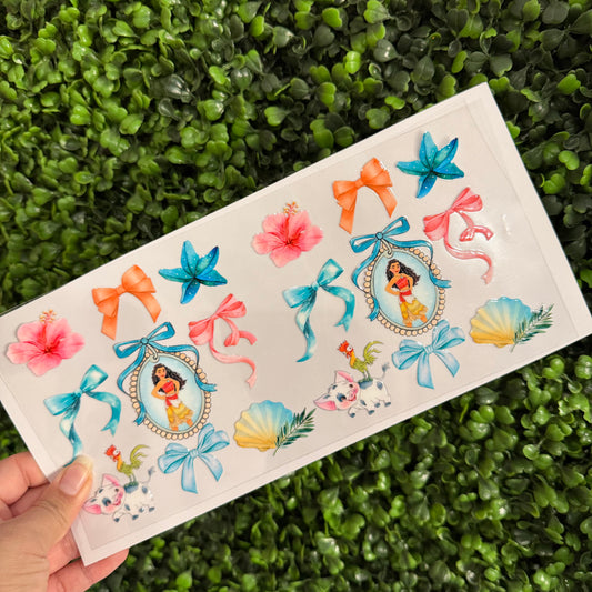 S26 Hawaiian Island Girl and Bows Single Sided UVDTF WRAPS