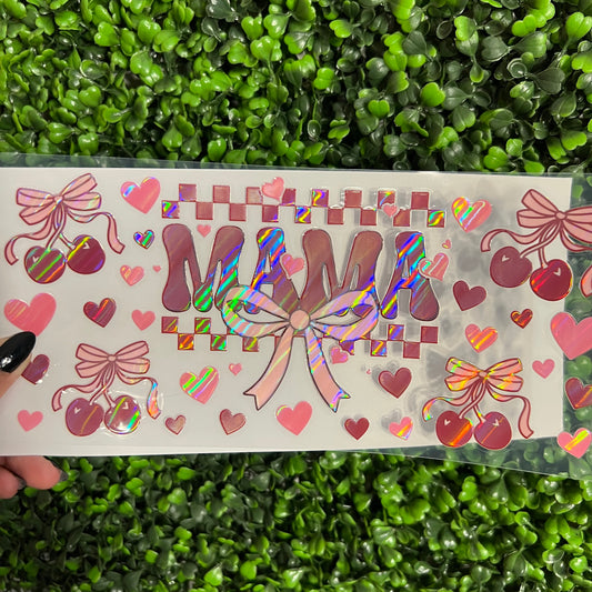 A20 Mama Cherries and Bows Holographic UVDTF WRAPS