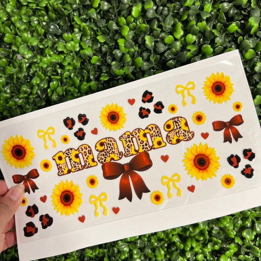 A28 Cheetah Mama Sunflowers Double Sided UVDTF WRAPS