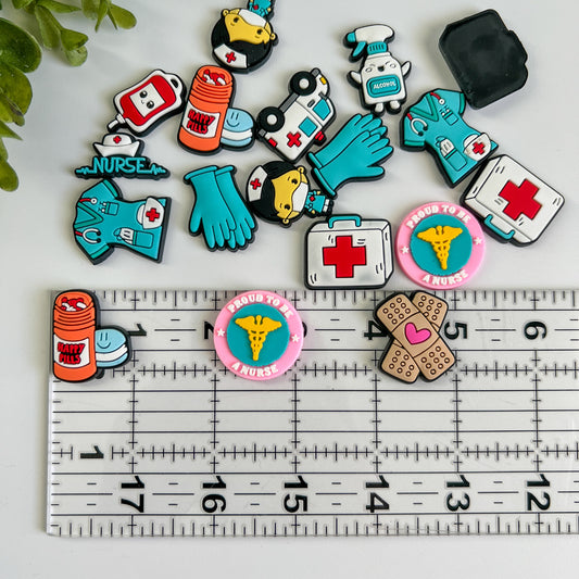 Healthcare Nurse Rubber Flat Back Charms Mixed 8 pcs