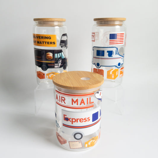 Mail Carrier Cup with Bamboo Lid and plastic Straw