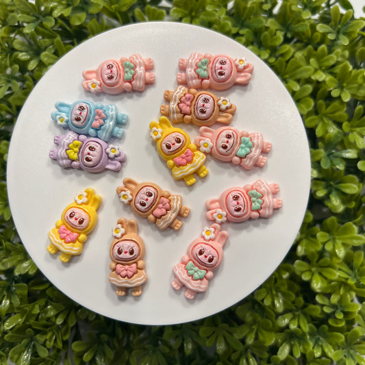 Bubu Girl Flat Back Charms Mixed 8 pcs
