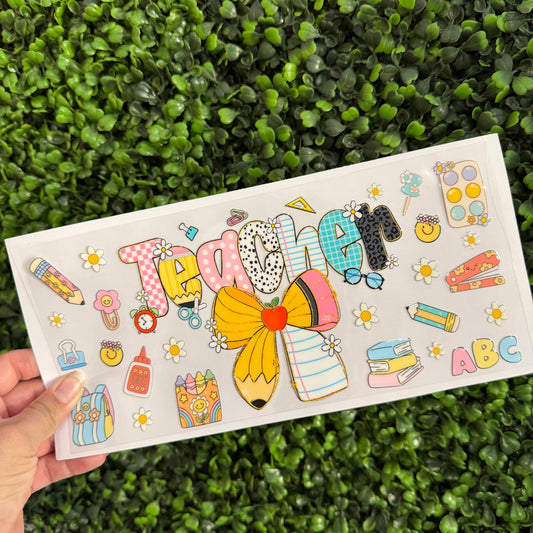 E8 Teacher Daisies Doodles Single Sided UVDTF WRAPS