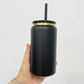 Gold Powder Coated 16 Ounce Stainless Steel Can with Matching Lids and Straws Blanks