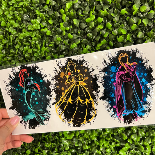 S8 Princess  “Colorful Glow” Outline Single Sided UVDTF WRAPS