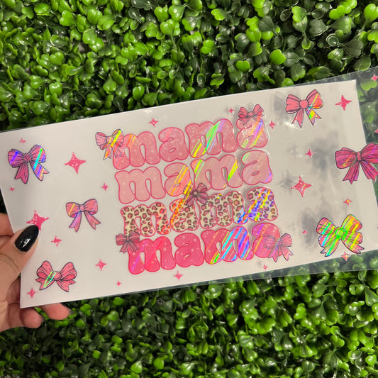 A14 Mama Pink Bows Holographic UVDTF WRAPS