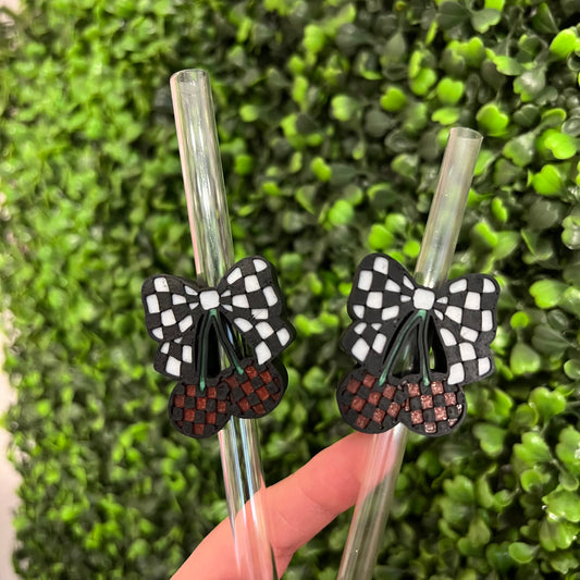 Checkered Cherry Straw Topper