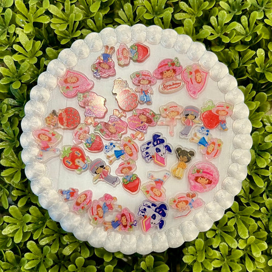 Strawberry Girl Small Acrylic Charms Mixed 20 pcs