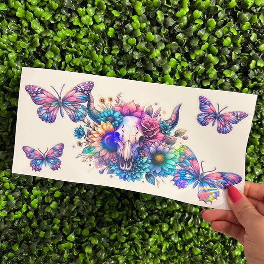 P6 Skull and Butterflies Holographic UVDTF WRAPS