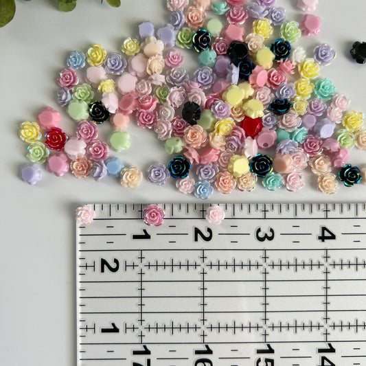 Mini Roses Charms Mixed Colors 70 pcs