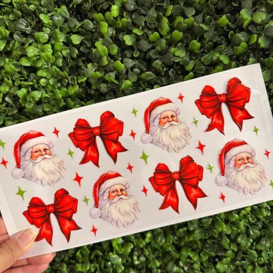 Y18 Santa and Red Bows Single Sided UVDTF WRAPS