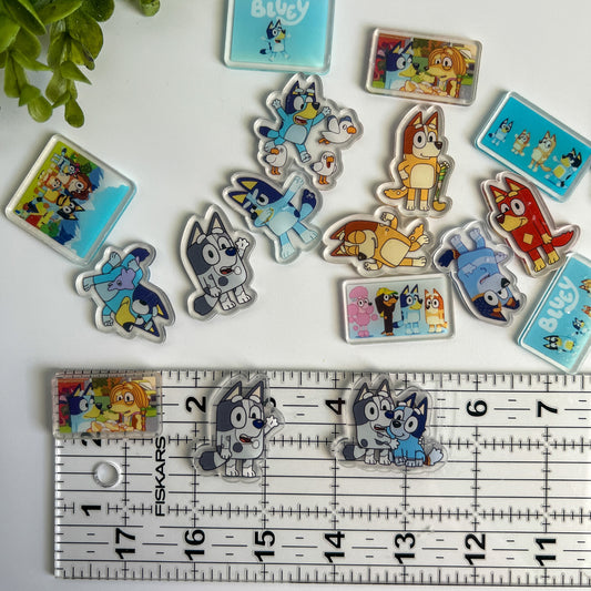 Blue Dog Acrylic Flat Back Charms 8 pcs