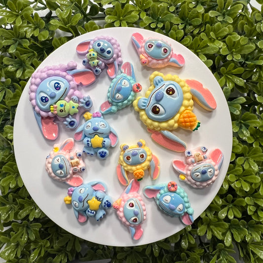 Cute Alien in Custome Flat Back Charms Mixed 6 pcs