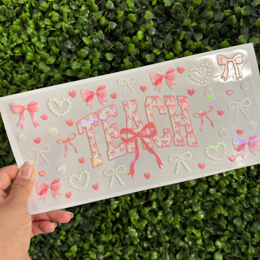 Teacher Pink Coquette Holographic UVDTF WRAPS