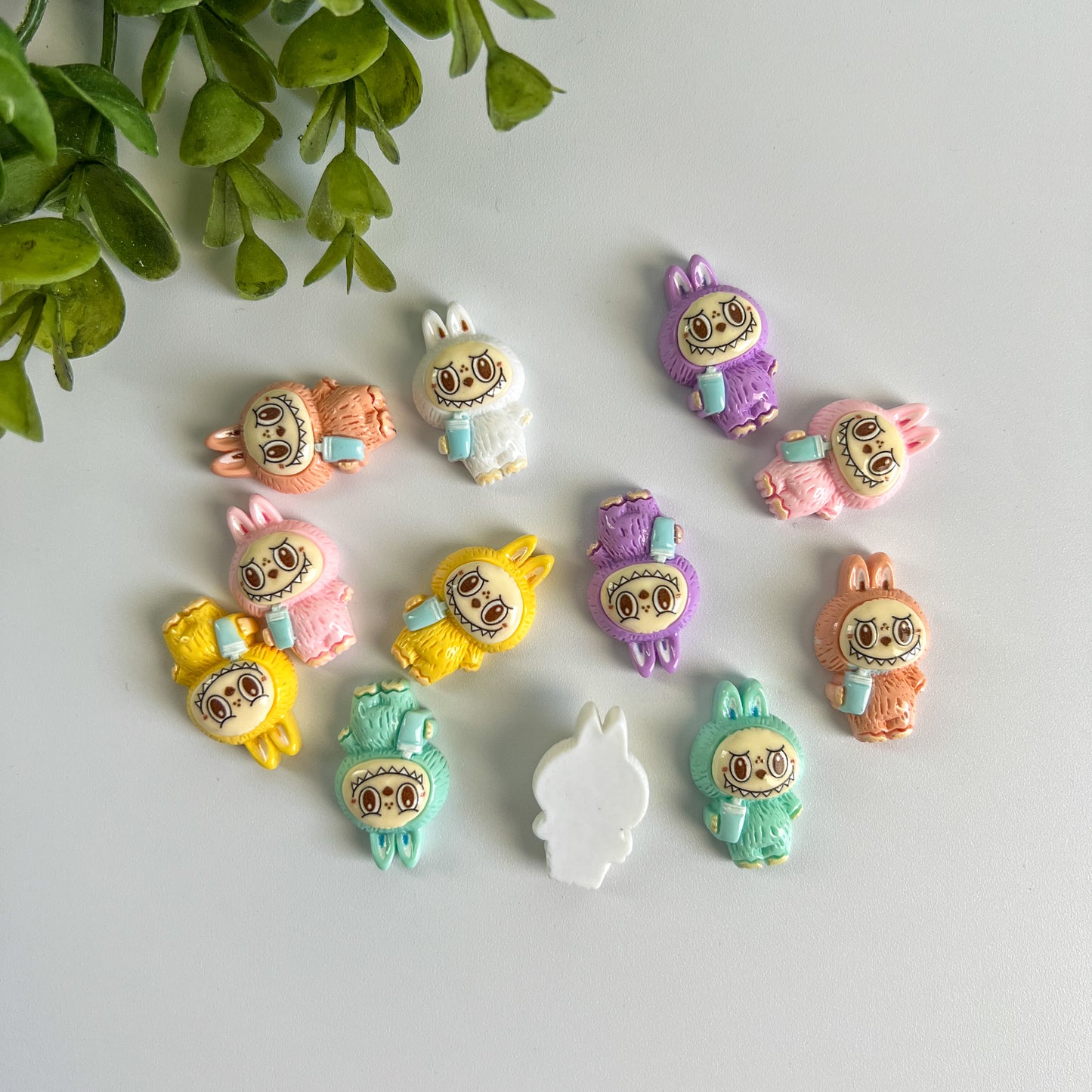 Bubu with Cup Flat Back Charms Mixed Colors 12 pcs