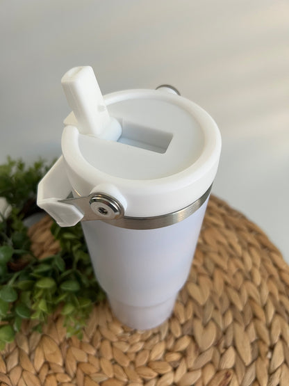 30 oz flip straw stainless steel tumbler with handle Blanks