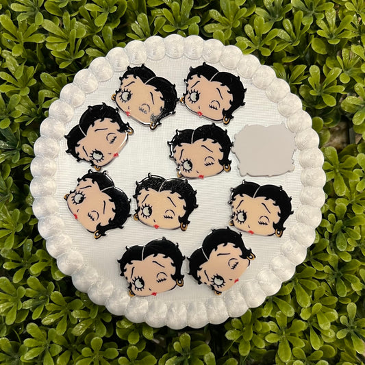 Betty Acrylic Flat Back Charms Mixed 6 pcs