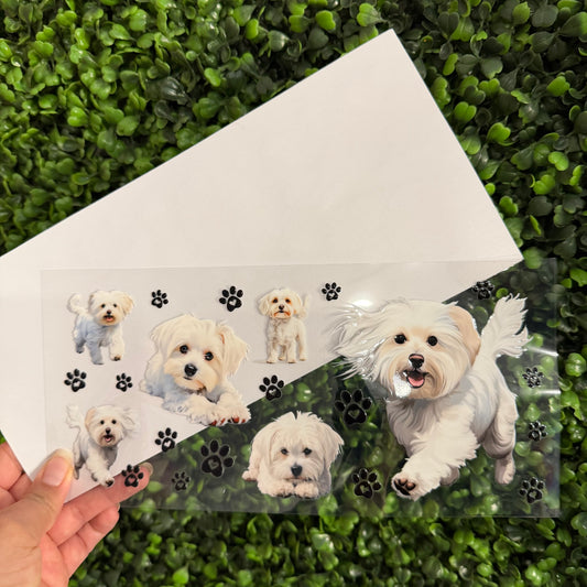 X2 Maltese Dogs  Single Sided UVDTF WRAPS