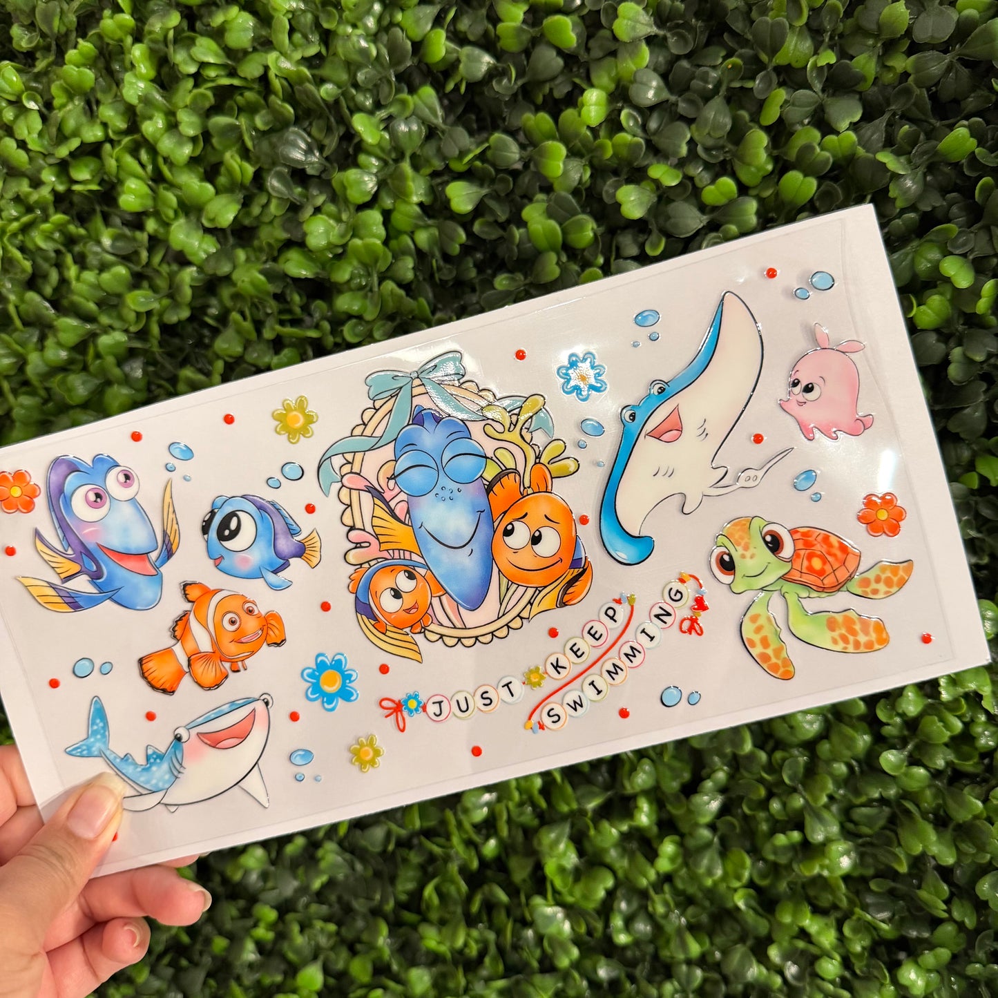 S21 Just Keep Swimming Fish Single Sided UVDTF WRAPS