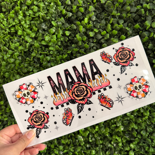 A42 Mama Retro Orange Pink Single Sided UVDTF WRAPS