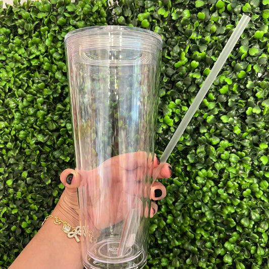 Cup Blanks Snow Globe Tumbler 24 oz Double Walled with PreDrilled Hole Matching Colored Lids and Straws
