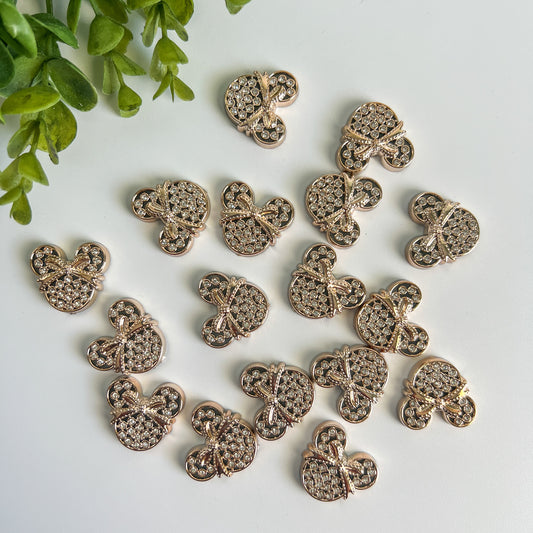 Gold Mouse Head Flat Back Charms 7 pcs