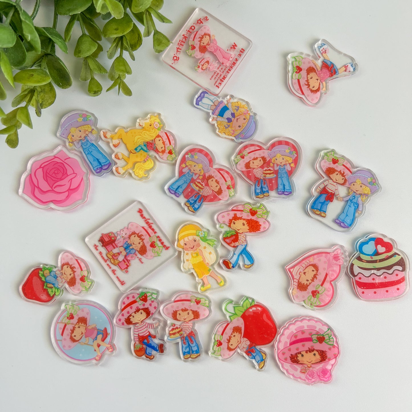 Strawberry Girl Acrylic Flat Back Charms Mixed 8 pcs