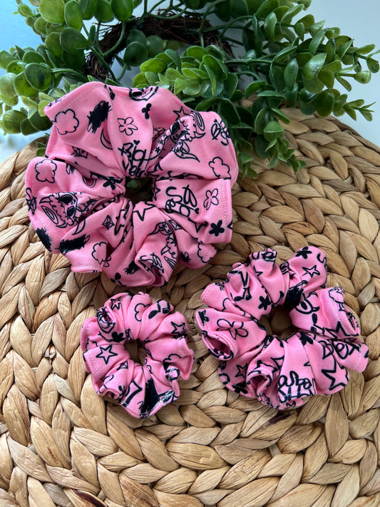 KG Pink and Black Scrunchies