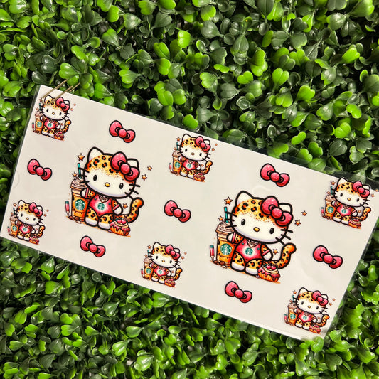 Q6  Cheetah Cat & Bows Single Sided UVDTF WRAPS