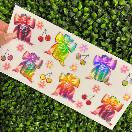 N4 Dr. P Soda Cherry Floral  Holographic UVDTF WRAPS