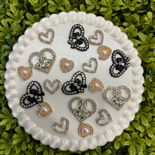 Bling Hearts Flat Back Charms Mixed 8 pcs