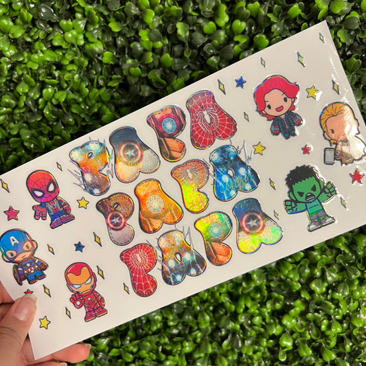 D1 Papa Heroes Themed Holographic UVDTF WRAPS