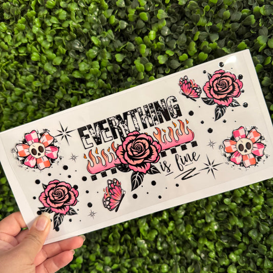 A45 Everything is Fine Retro Pink Single Sided UVDTF WRAPS